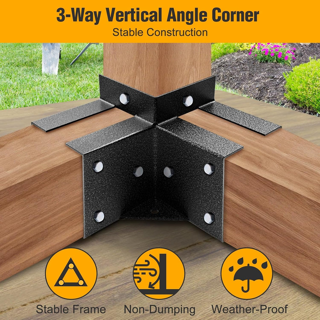Eapele Pergola Kits with 3-Way & 4-Way Corner Brackets for 4'x 4' Lumber, Powder Coated Steel Made for Gazebos, Patio Pergolas, Log Cabin Outdoor Pergola Hardware