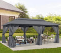 ABCCANOPY Outdoor Patio Gazebo 10x20 - Double Roof Canopy with Mosquito Netting for Backyard, Deck, Garden, Lawn, Dark Gray