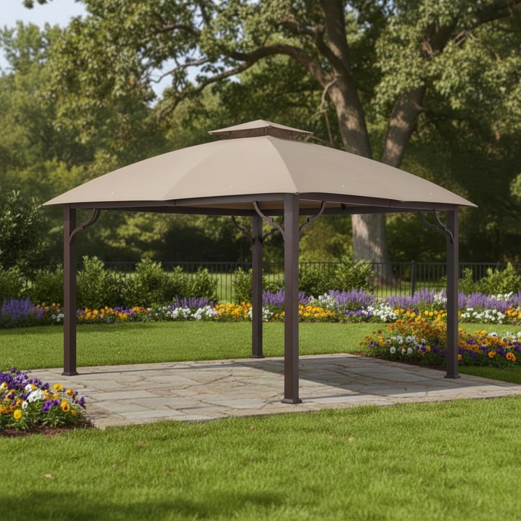 Garden Winds Reinforced RipLock 350 Replacement Canopy Top Cover Compatible with Berkley Jensen 10' x 12' Gazebo Models A101010200, A111016100 - Beige