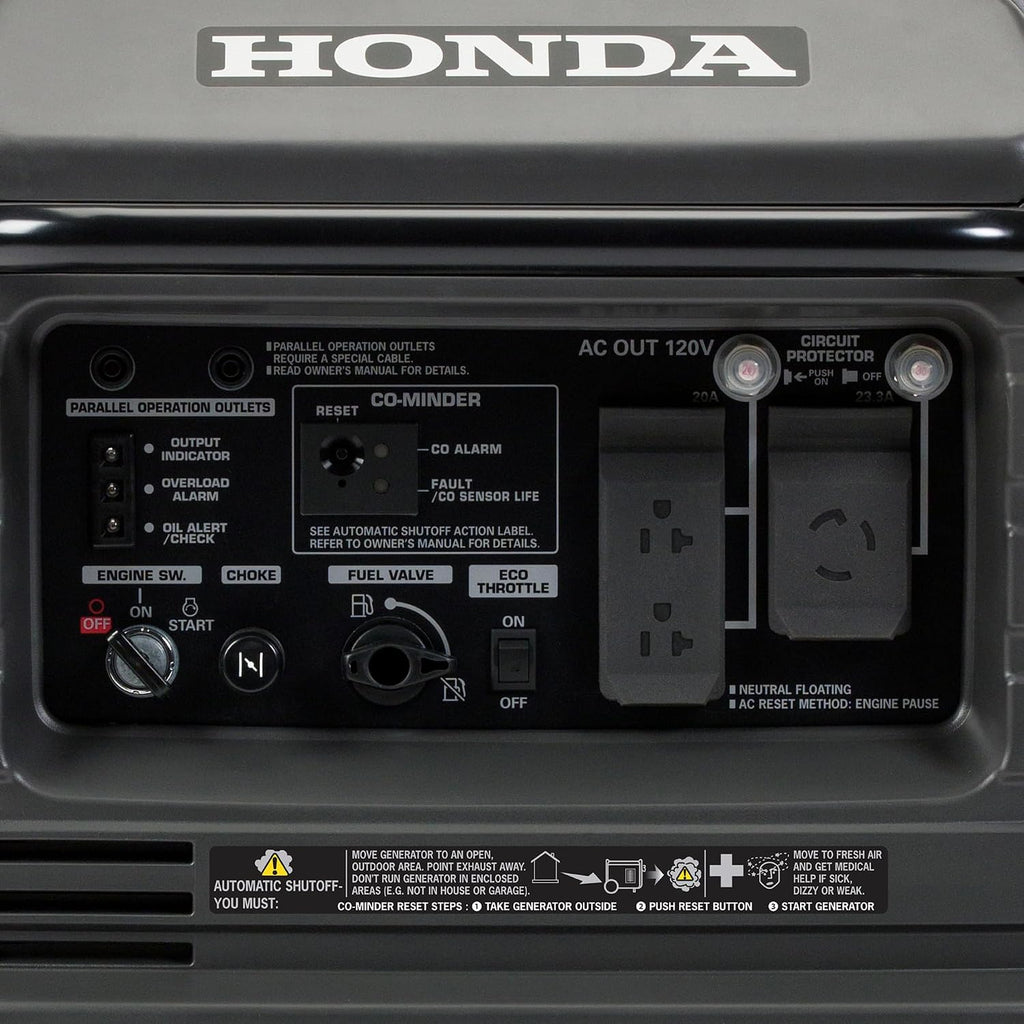 Honda EU3000iS 3000 Watt Inverter Generator, Super Quiet 120V Gas Powered Portable Generator for Camping, RV or Home Backup Power Supply, Up to 19.6 Hour Run Time (EU3000IS1AN)