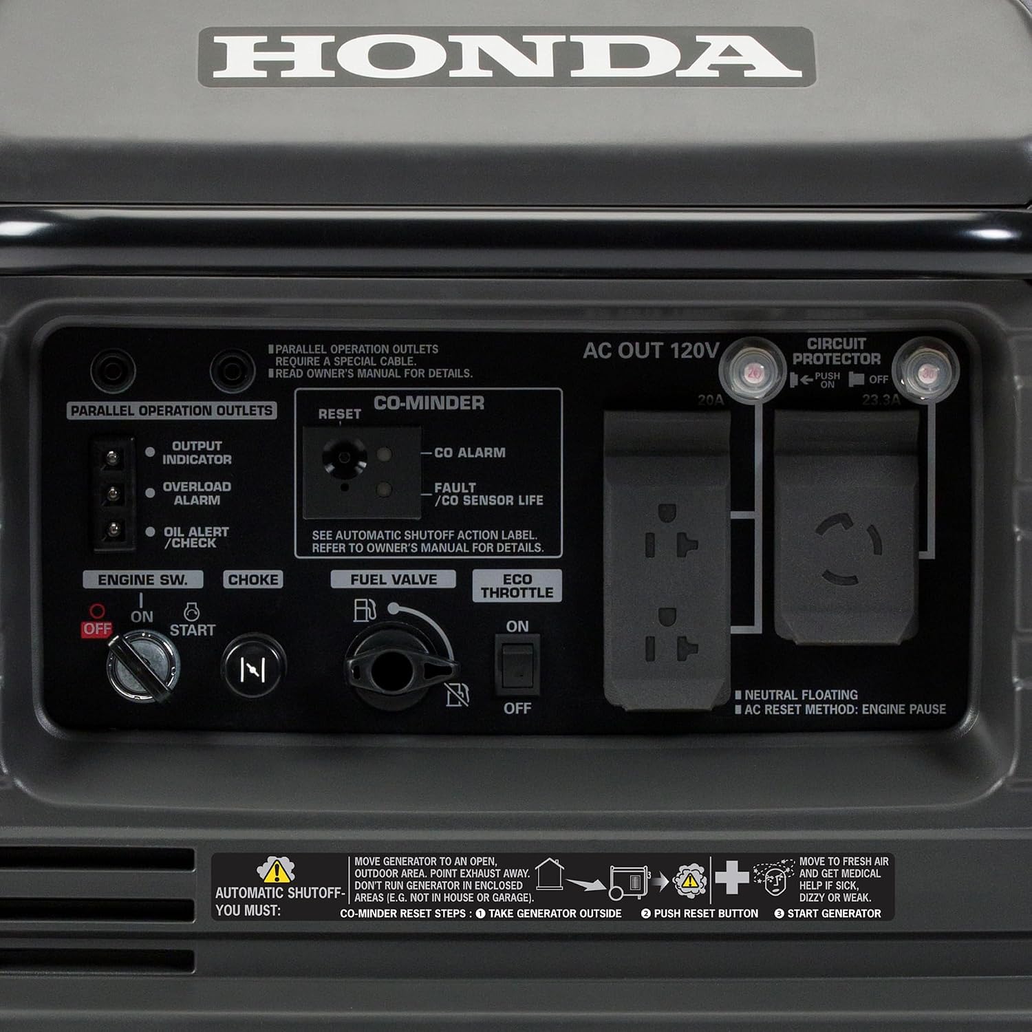 Honda EU3000iS 3000 Watt Inverter Generator, Super Quiet 120V Gas Powered Portable Generator for Camping, RV or Home Backup Power Supply, Up to 19.6 Hour Run Time (EU3000IS1AN)
