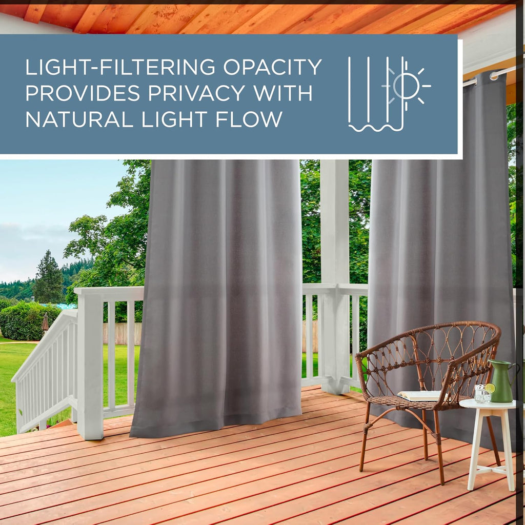 TOWN & COUNTRY BASICS Heavyweight Grommet Curtain, Cloud Grey | Light Filtering | Indoor Outdoor | Water Repellent | 54'x96', Pack of 12