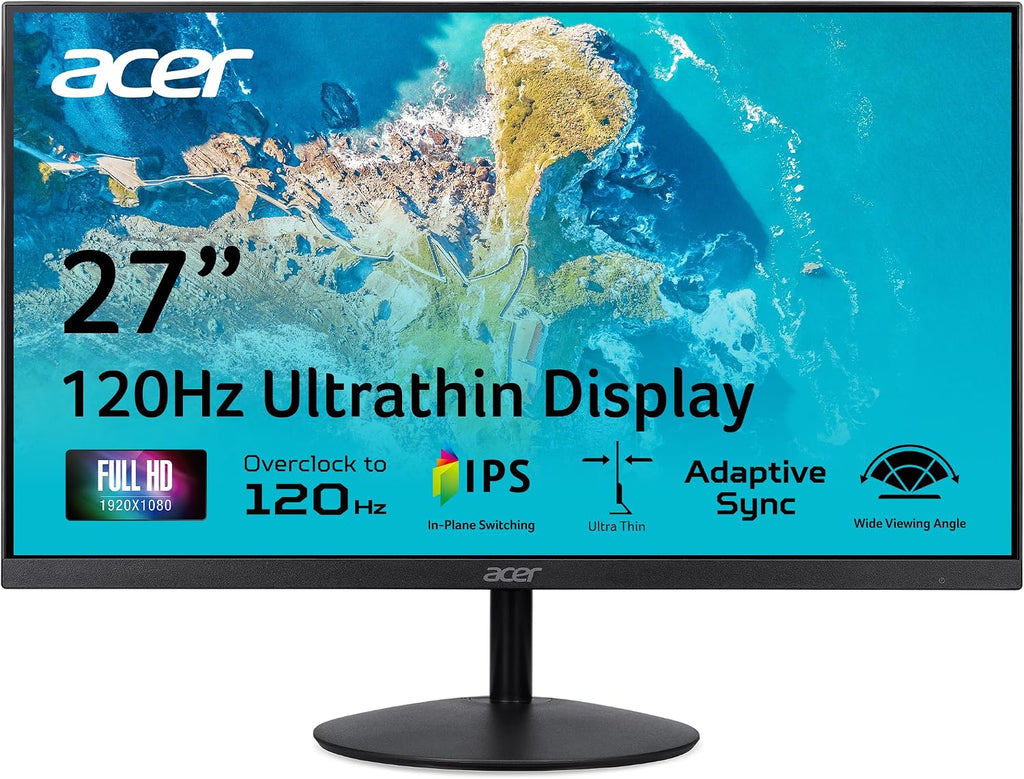 acer SB270 G0bi 27' IPS Full HD (1920 x 1080) Ultra-Thin Zero-Frame Gaming Office Monitor | Adaptive-Sync Support (FreeSync Compatible) | Up to 120Hz Refresh | 1ms (VRB) | Tilt | HDMI & VGA Ports