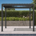 Mirador 111S Round Louvered Pergola Gazebo, 10Ft x 10Ft, Full Aluminum Frame, Adjustable Roof, Outdoor, Durable, Charcoal