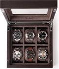 TAWBURY Wooden Watch Box Organizer for Men – 6 Slot Watch Box for Men | Luxury Watch Case for Men | Wood Watch Box Unisex | Wood Glass Watch Box Case Organizer | Wooden Watch Boxes for Men 6 Slot
