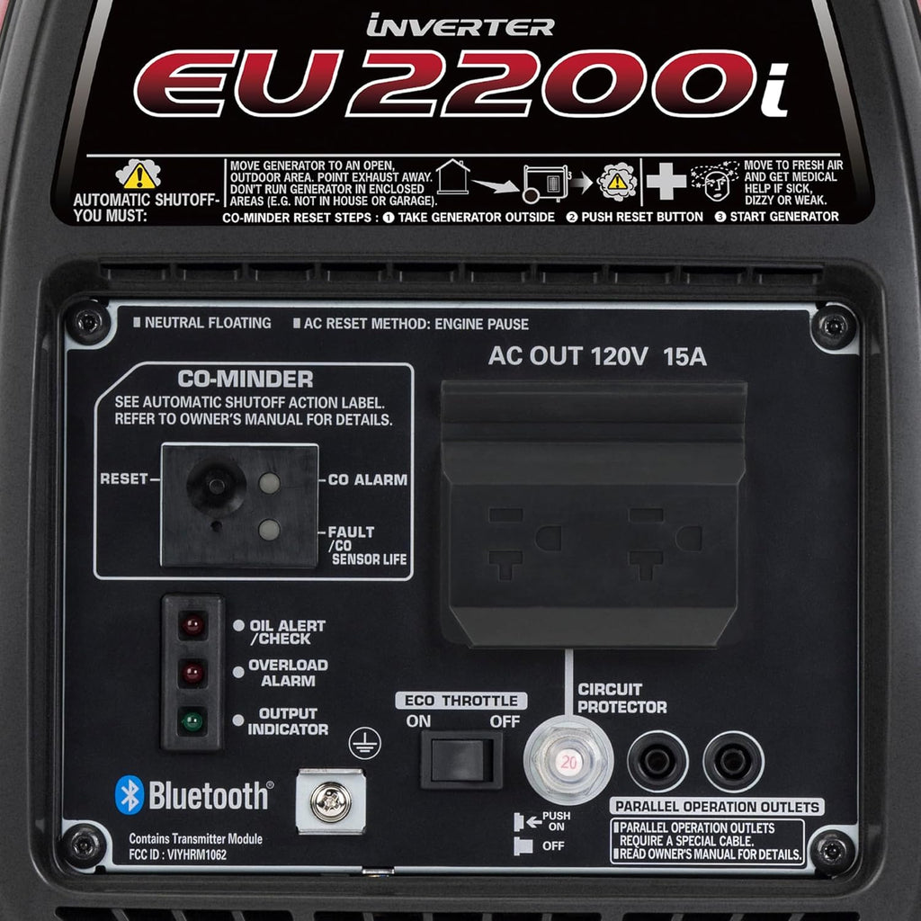 Honda EU2200i 2200 Watt Inverter Generator, Super Quiet 120V Gas Powered Portable Generator for Camping or Home Backup Power Supply, Up to 8.1 Hour Run Time (EU2200ITAN)