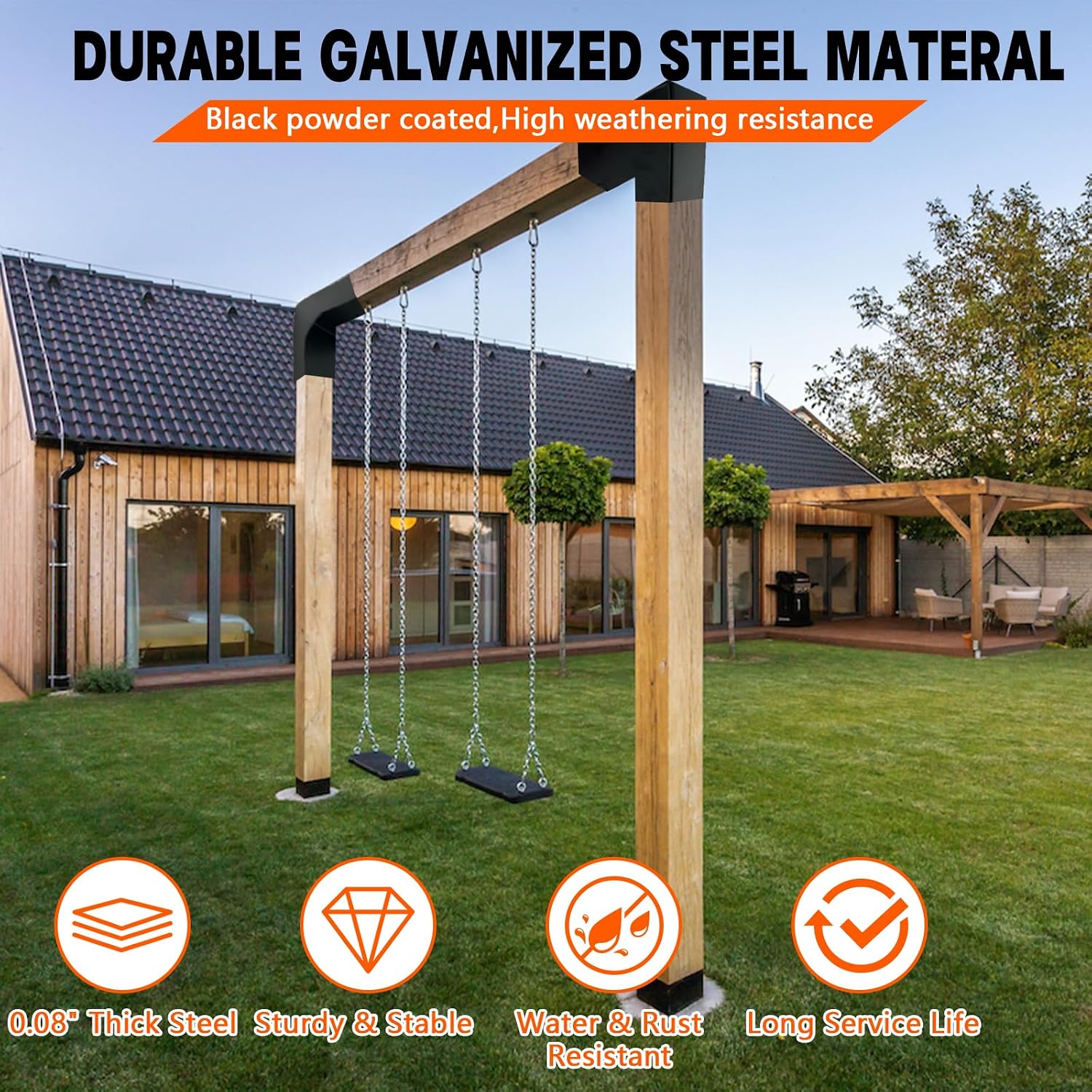 Pergola DIY Bracket Kits,2-Way L Shaped Corner Brackets for 4' x 4'(Actual:3.5' x 3.5') Lumber for Outdoor Pergola,Proch,Log Cabin W/Hardware - 4Pack…