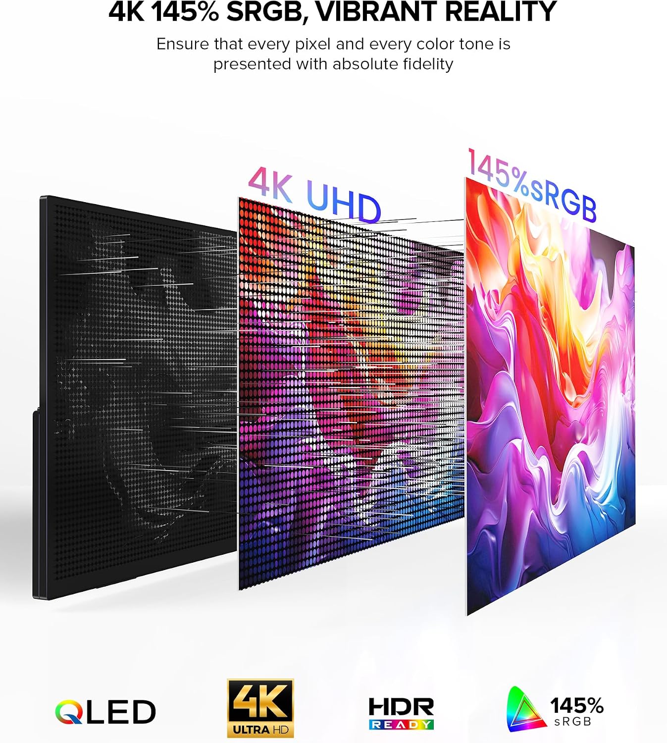 UPERFECT Portable Monitor 4K 60Hz 18.5', 145% sRGB QLED Laptop Monitor, 400 Nits Ultra-Slim Monitor, USB-C & HDMI, VESA & Case, Travel Second Screen for Laptop, Computer, Mini PC, Game Consoles