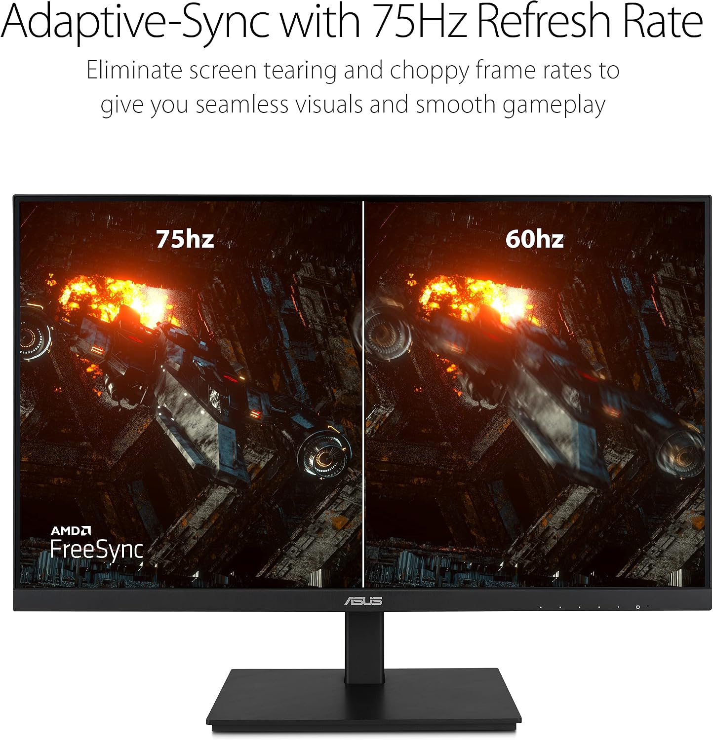 ASUS 24'1080P Monitor(VA24DQSB)-Full HD,IPS,75Hz,Speakers Adaptive-Sync Low Blue Light Flicker Free VESA Mountable Frameless, HDMI DisplayPort, VGA, USB hub Height Adjustable, Black,12.8'x21.3'x2.1'