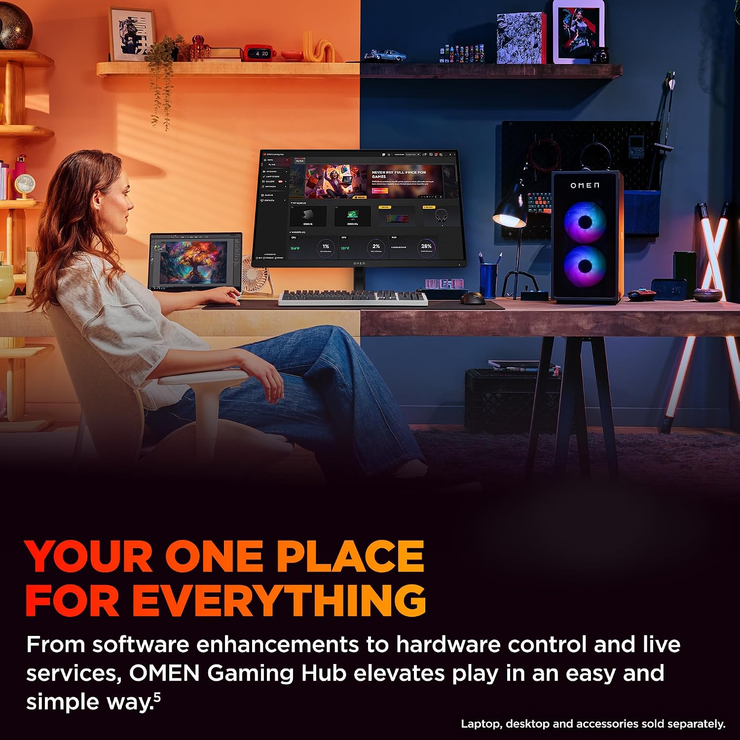 HP OMEN 27 inch FHD 180Hz Gaming Monitor, Quad HD Display (1920 x 1080), IPS Panel Technology, HDR 400, 1ms GtG (with Overdrive), AMD FreeSync Technology, Black, OMEN 27 G2 (2025)
