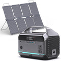 Solar Generator with Panel Included, Portable Power Station 600W with 80W Solar Panel, 288Wh LiFePO4 Battery with AC DC Outlets, Power Bank 2hrs Fast Charging, 7-Port Design for Emergency, Hurricane