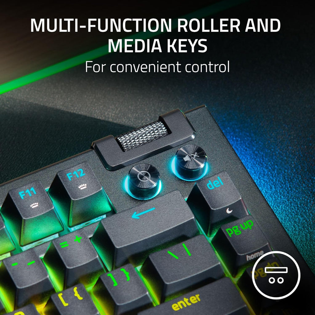 Razer BlackWidow V4 75% Mechanical Gaming Keyboard: Hot-Swappable Design - Compact & Durable - Orange Tactile Switches - Chroma RGB - MF Roller & Media Keys - Comfortable Wrist Rest - Black