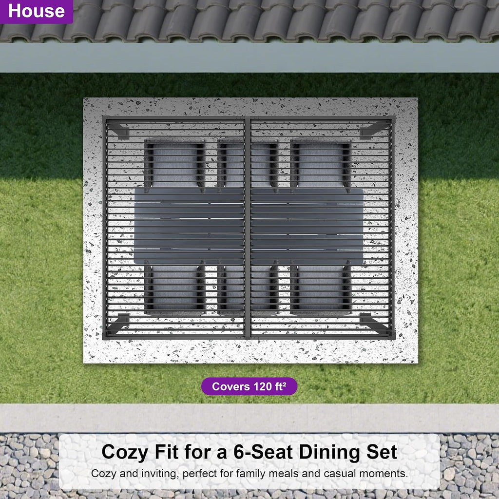 PURPLE LEAF Louvered Pergola 10' x 12' Aluminum Outdoor Pergola with Adjustable Louvers Roof and Integrated Drainage System 70 Mph High Wind Resistant Small Pergolas for Patio Deck Porch Yard