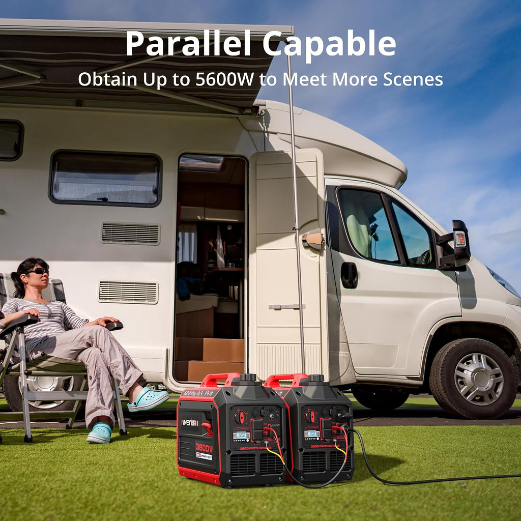 AMERISUN 3800W Portable Inverter Generator, CO Sensor, Gas Powered Generator, Super Quiet for Home Use, ECO Mode EPA Compliant, Parallel Capable Long Run Time for Camping Tailgating Emergency