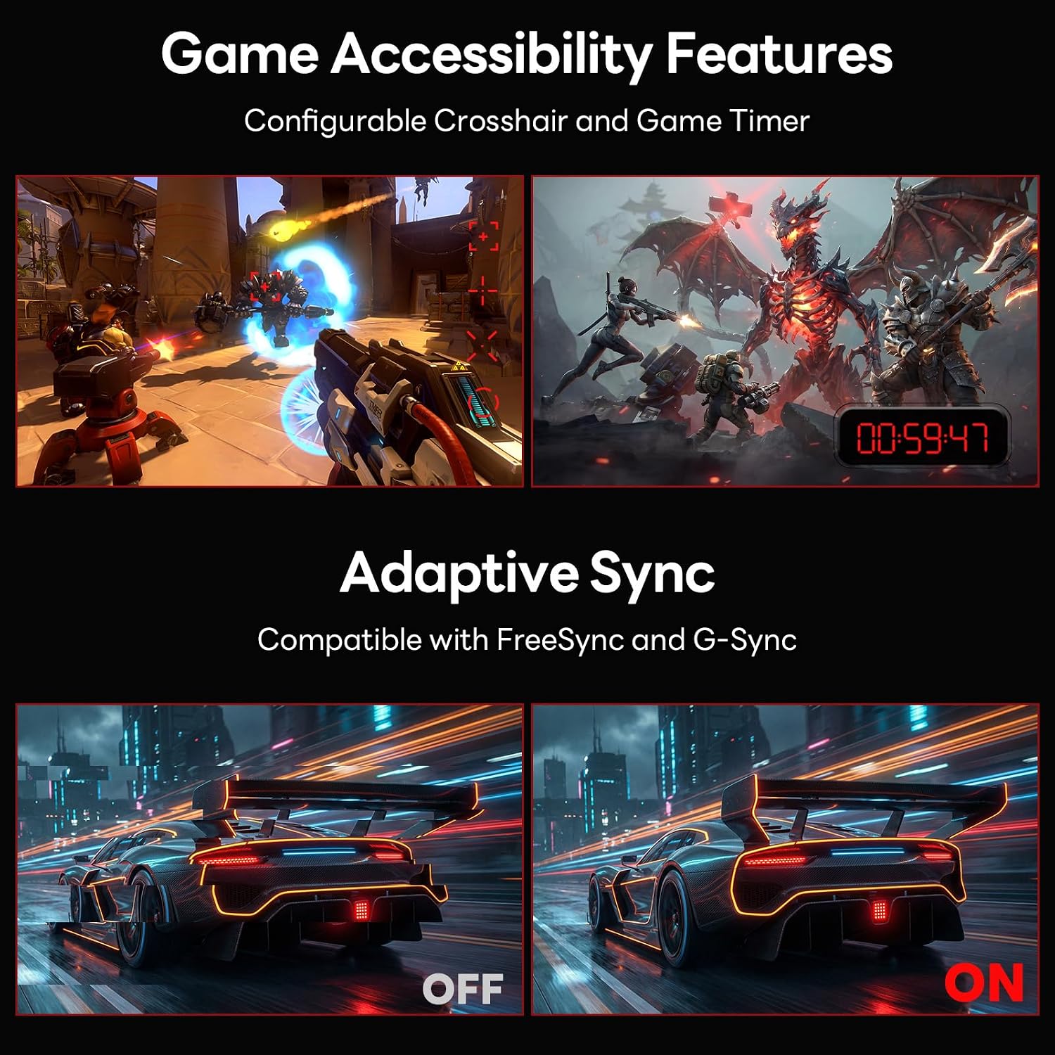 KOORUI 27 inch QHD Gaming Monitor 260hz/240hz, 1440p,HDR400,Fast IPS,2560X1440, 1ms, VESA Mountable, Adaptive Sync, HDMI & DP, 120% sRGB, Eye-Cared, G2721X