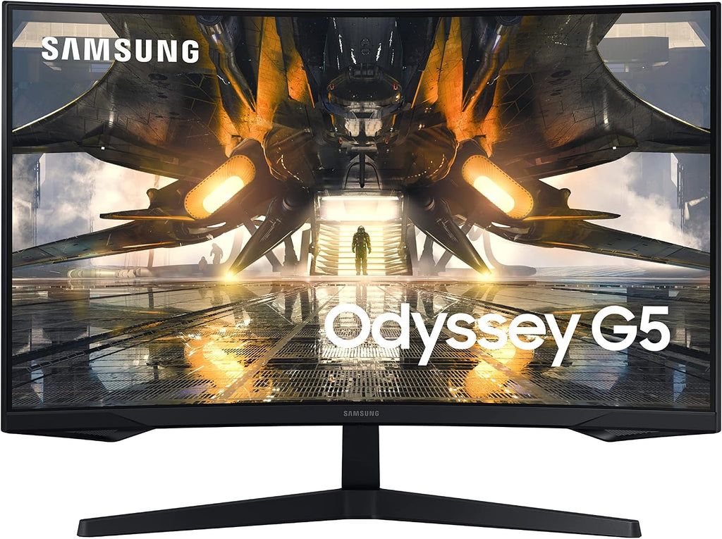 SAMSUNG 27' Odyssey G55A QHD 165Hz 1ms FreeSync Curved Gaming Monitor with HDR 10, Futuristic Design for Any Desktop (LS27AG550ENXZA)