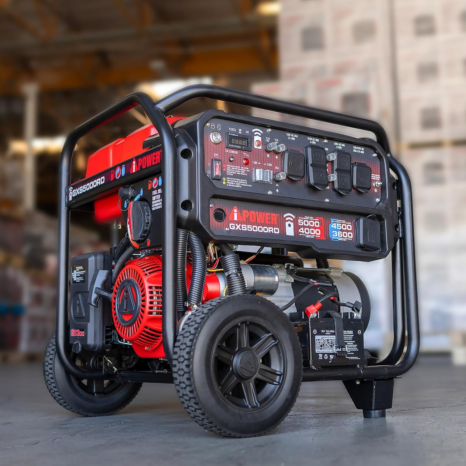 A-iPower 5000-Watt Remote Start Dual Fuel Portable Generator CO Sensor Shutdown, Heavy Duty Generators with 223cc OHV Engine For Jobsite, RV, Home Backup, Emergency(GXS5000RD)