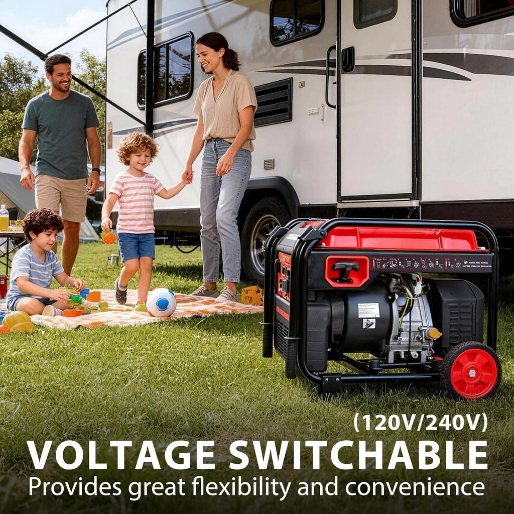 PowerSmart 7000-Watt Open Frame Inverter Generator, Electric Start Portable Generator for Home Backup & RV Camping - Gas Powered, 120V/240V Dual Voltage, Clean Power for Sensitive Electronics