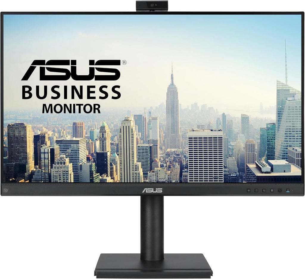 ASUS 27' 1080P Video Conferencing Monitor (BE279QFK) - Full HD, IPS, 100Hz, Frameless, Built-in Webcam, Mic Array, Speaker, Height Adjustable, Ergonomic Design, Eye Care, Wall Mountable, 3 yr warranty