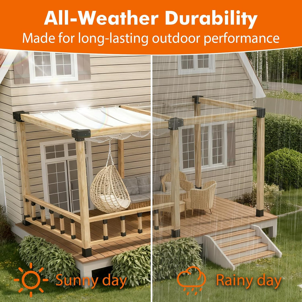 3-Way & 4-Way Pergola Brackets, 4'x4' Pergola Kit, Pergola Corner Bracket for Gazebos, Patio Pergolas, Log Cabin, Wooden Beams (6PCS)