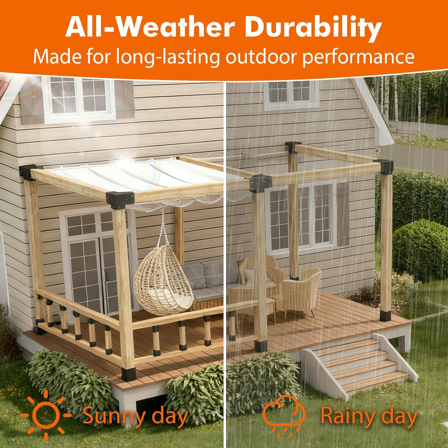 3-Way & 4-Way Pergola Brackets, 4'x4' Pergola Kit, Pergola Corner Bracket for Gazebos, Patio Pergolas, Log Cabin, Wooden Beams (6PCS)
