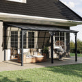 10' x 14' Gazebo for Patio, Gazebo Pergola with Sloped Roof, Large Wall-Mounted Heavy Duty Awnings, for Backyard, Deck, Patio