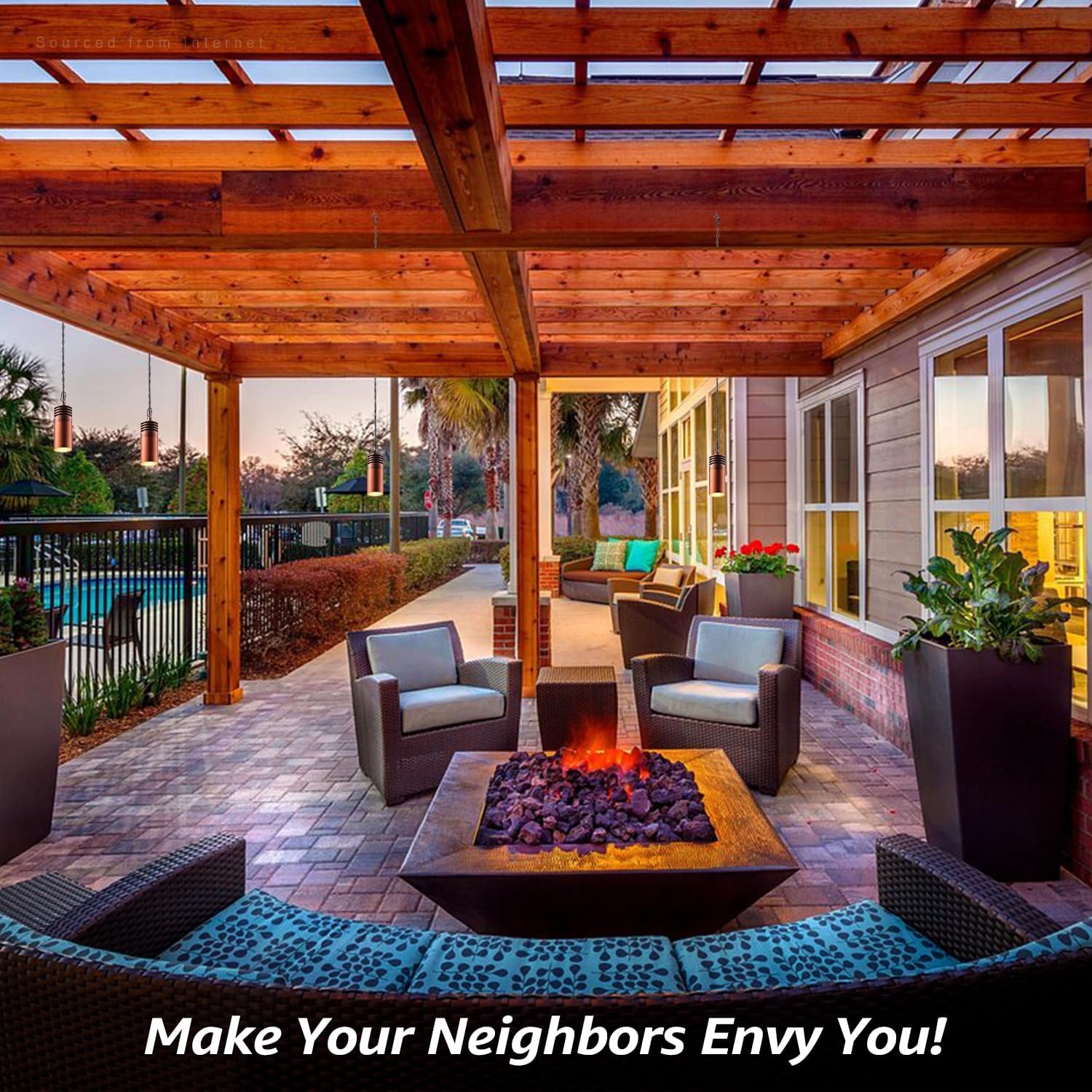 LEONLITE Low Voltage Hanging Landscape Lights, 12V Hanging Tree Lights, UL Listed, LED Outdoor Pendant Light for Gazebo, Pergola, Garden, Aluminum, IP65, 2700K Soft White, Red Bronze, Pack of 4