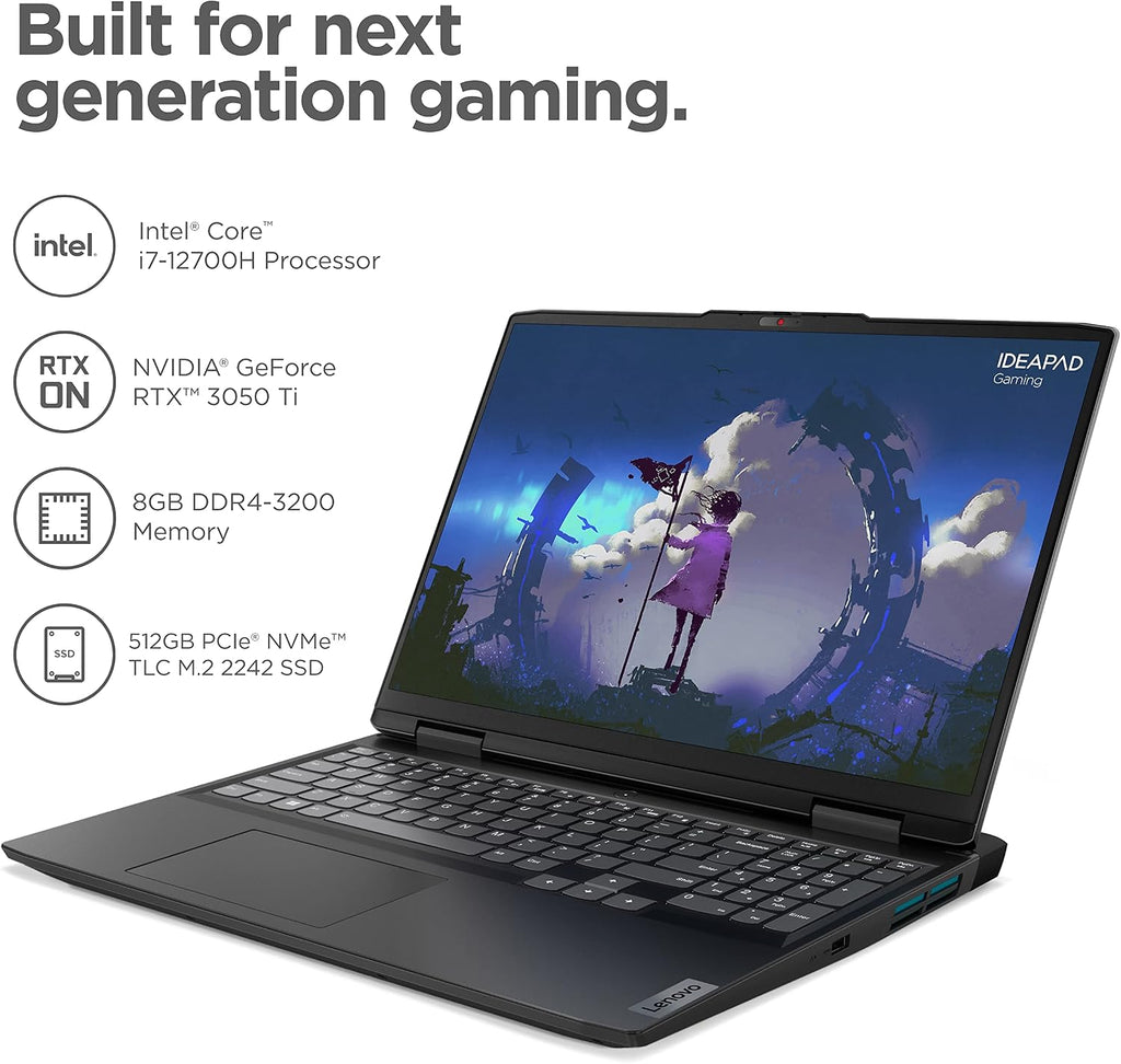 Lenovo IdeaPad Gaming 3i - 2022 - Everyday Gaming Laptop - NVIDIA GeForce RTX 3050Ti Graphics - 15.6' FHD Display - 8GB Memory - 512GB Storage - Intel i7 12th Gen - Onyx Grey
