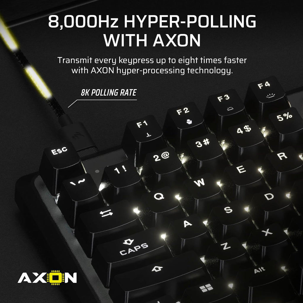 Corsair K70 PRO TKL RGB Tenkeyless Mechanical Wired Gaming Keyboard – Pre-Lubed Hall Effect MGX Hyperdrive Adjustable Switches, Simultaneous SOCD and Rapid Trigger, ABS Double-Shot, QWERTY NA – Black