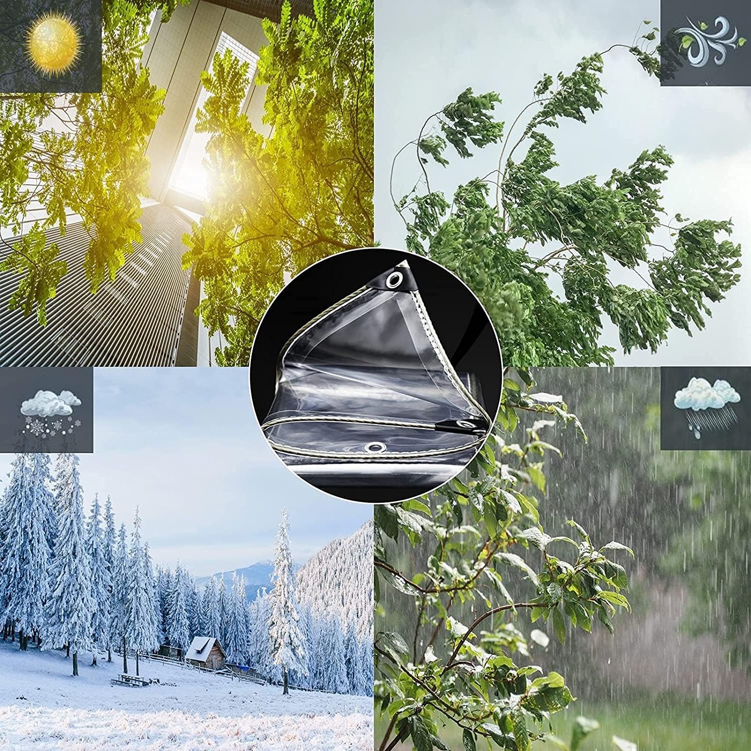 Clear Tarp 8' x 20' PVC 14 Mil Clear Tarps Heavy Duty Waterproof, 400g/m² Clear Tarps Vinyl with Grommets for Camping, Plants Greenhouse, Cars, Patio and Pavilion