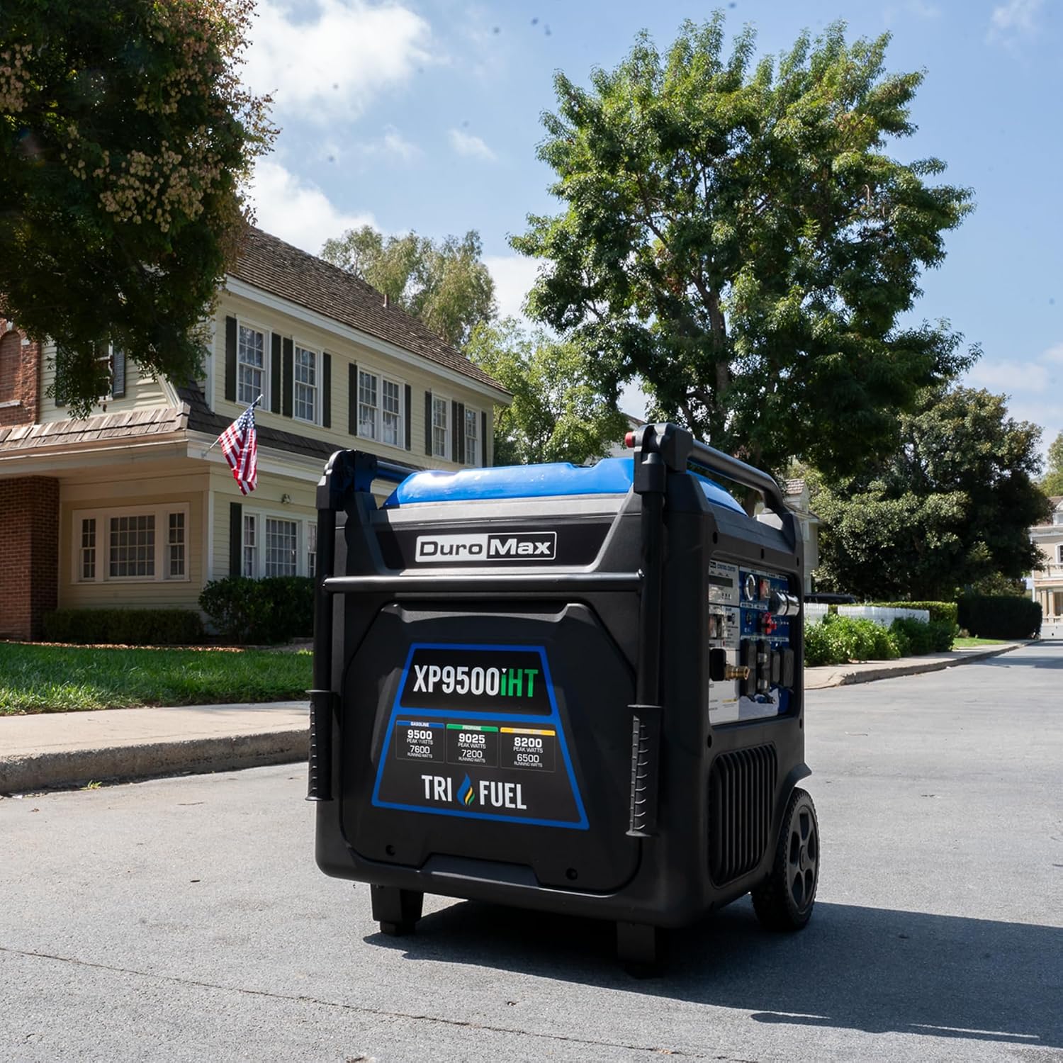 DuroMax XP9500iHT 9,500-Watt Tri Fuel Portable Digital Inverter Generator - Gas, Propane & Natural Gas, Remote Electric Start, Whole Home Power Backup, Transfer Switch Ready, RV & Emergency Ready