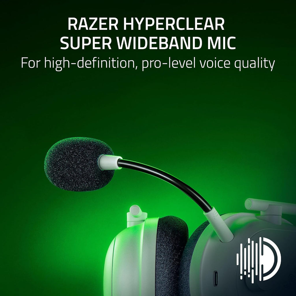 Razer BlackShark V2 Pro Wireless Xbox Gaming Headset: 50mm Drivers - Super Wideband Mic - Noise Isolating Earcups - for Xbox, PS5, Nintendo Switch 2, PC, Mac - Bluetooth, USB-C - 70hr Battery - White