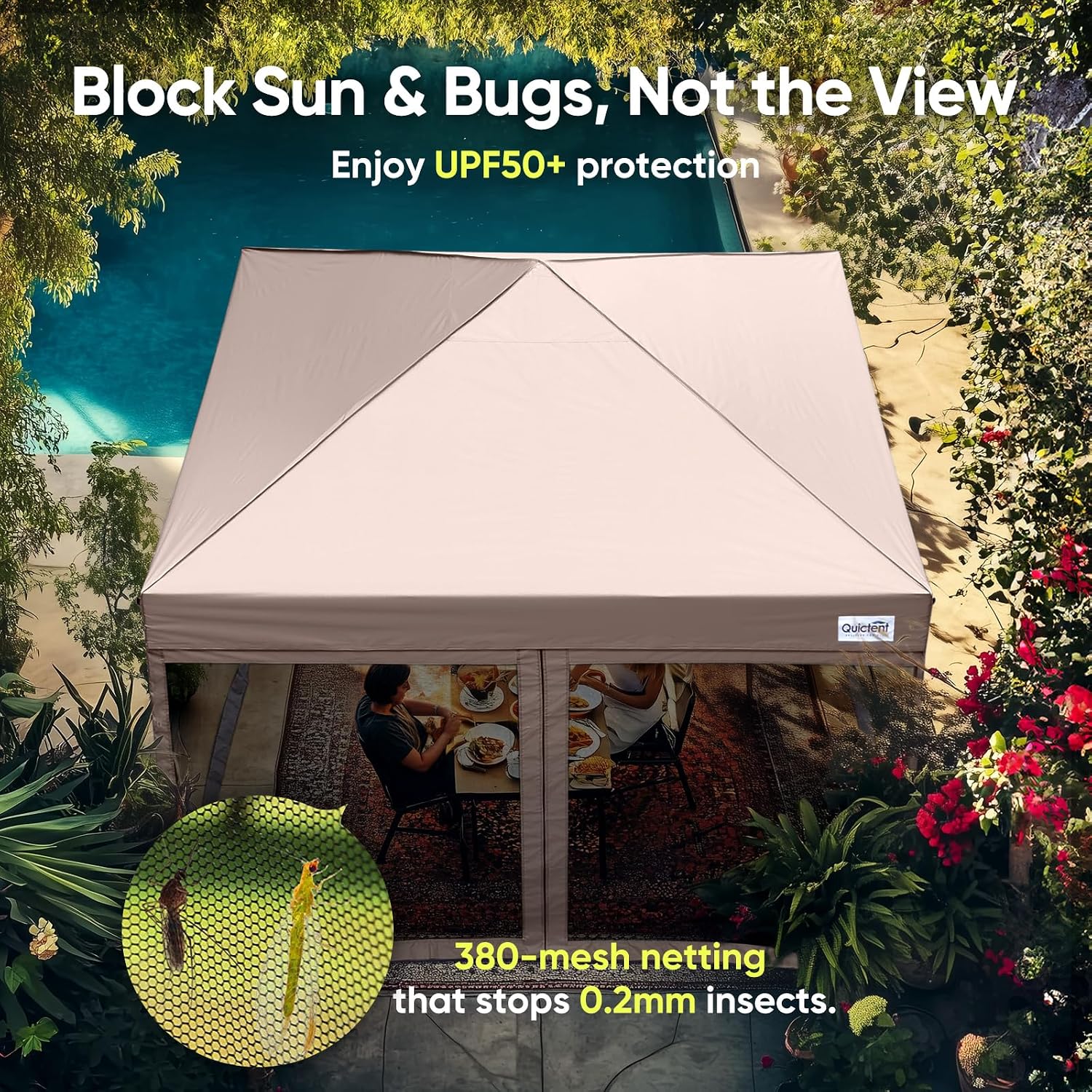 Quictent 8'x8' Pop up Screened Canopy Tent with Mosquito Netting, Portable Easy up Outdoor Screen House Shelter for Patio, Camping and Picnic, Includes Wheeled Carry Bag