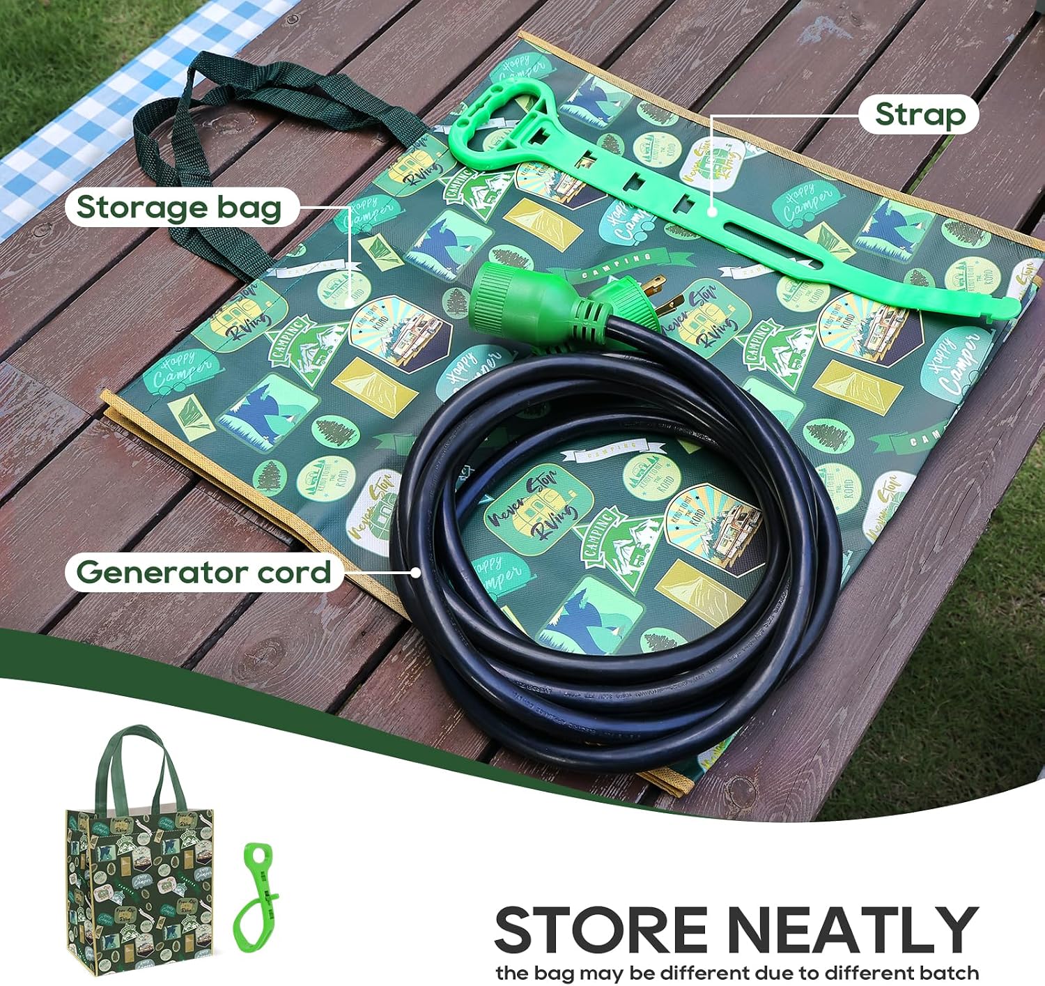 RVGUARD 4 Prong 30 Amp 100 Foot Generator Extension Cord, NEMA L14-30P/L14-30R, 125/250V Up to 7500W 10 Gauge SJTW Generator Cord with Cord Organizer, ETL Listed