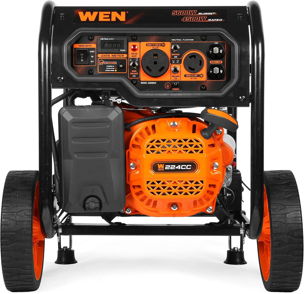WEN 5600-Watt Portable Generator, Electric Start, 224cc, Transfer-Switch and RV-Ready with CO Shutdown Sensor (GN5602X)