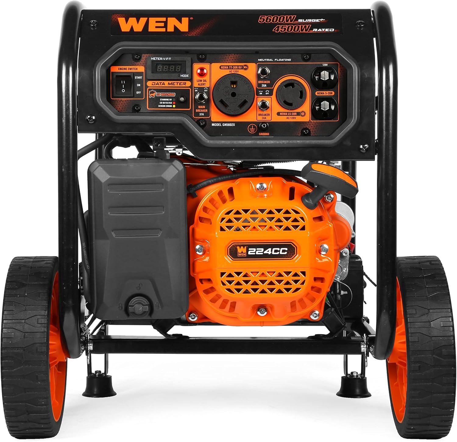 WEN 5600-Watt Portable Generator, Electric Start, 224cc, Transfer-Switch and RV-Ready with CO Shutdown Sensor (GN5602X)
