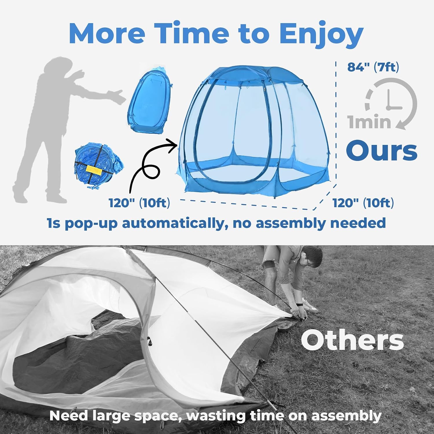 All Weather Proof Pod Pop Up Bubble Tent for 3-8 People, Large Oversize Dome House, Cold Protection Camping Tent, Winter Instant Igloo for Outdoor Activities