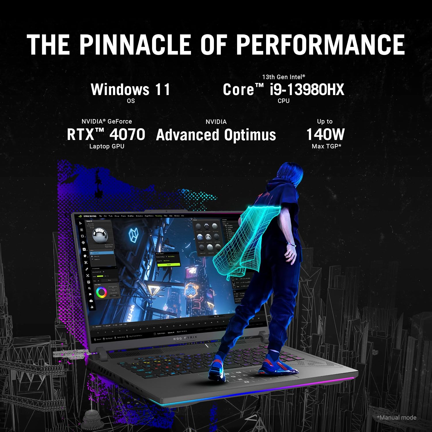 ASUS ROG Strix G16 (2023) Gaming Laptop, 16â€ Nebula Display 16:10 QHD 240Hz, GeForce RTX 4070, Intel Core i9-13980HX, 32GB DDR5, 1TB PCIe SSD, Wi-Fi 6E, Windows 11 Pro, G614JI-XS96,Eclipse Gray