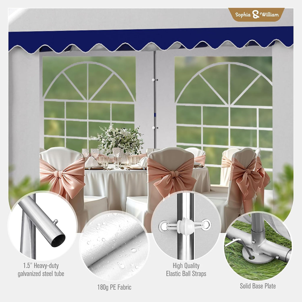 Tents for Parties Party Tent 13x26 ft, Outdoor Canopy Carpas para Fiestas Heavy Duty, Large Waterproof Patio Event Wedding Tent White & Blue with Sidewalls Walls for Backyard