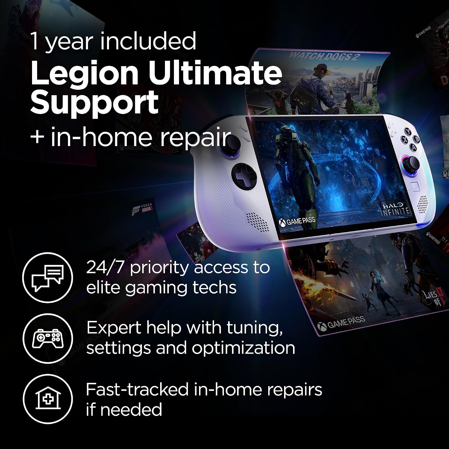 Lenovo Legion Go S - 2025 - Mobile Gaming Console - AMD Radeon graphics - 8' PureSight IPS Display - 120Hz - AMD Ryzen™ Z2 Go - 16GB Memory - 512GB Storage - Glacier White - Free PC Game Pass