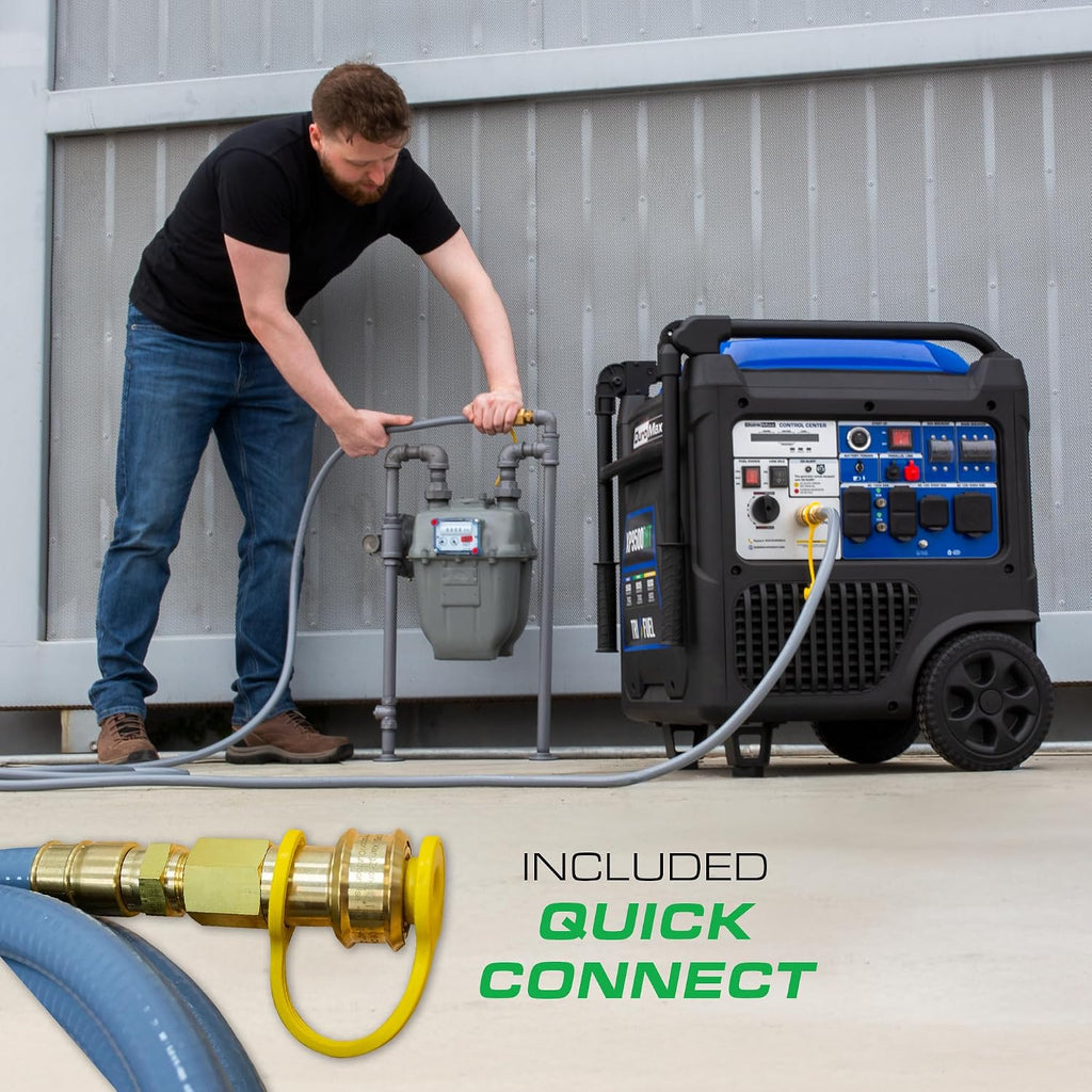 DuroMax XP9500iHT 9,500-Watt Tri Fuel Portable Digital Inverter Generator - Gas, Propane & Natural Gas, Remote Electric Start, Whole Home Power Backup, Transfer Switch Ready, RV & Emergency Ready
