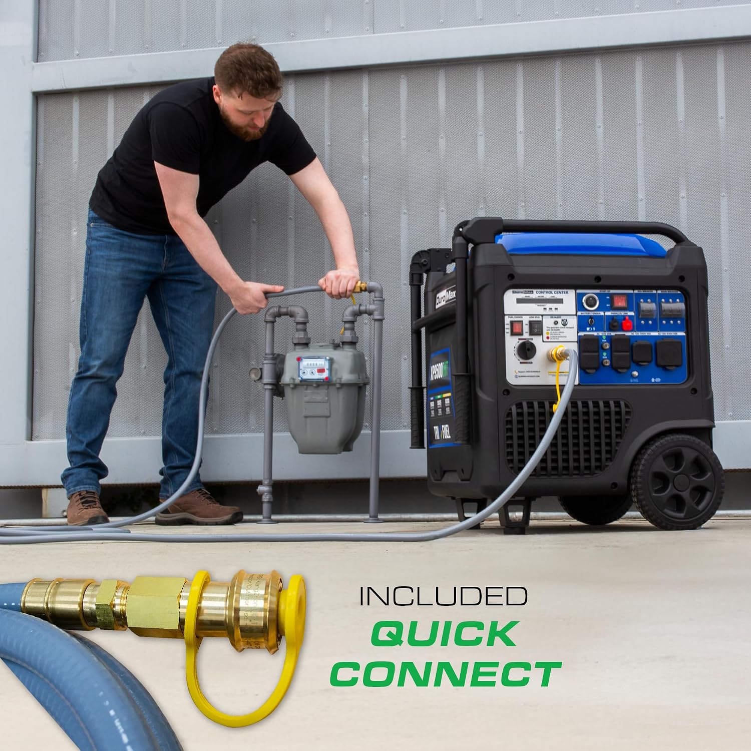DuroMax XP9500iHT 9,500-Watt Tri Fuel Portable Digital Inverter Generator - Gas, Propane & Natural Gas, Remote Electric Start, Whole Home Power Backup, Transfer Switch Ready, RV & Emergency Ready