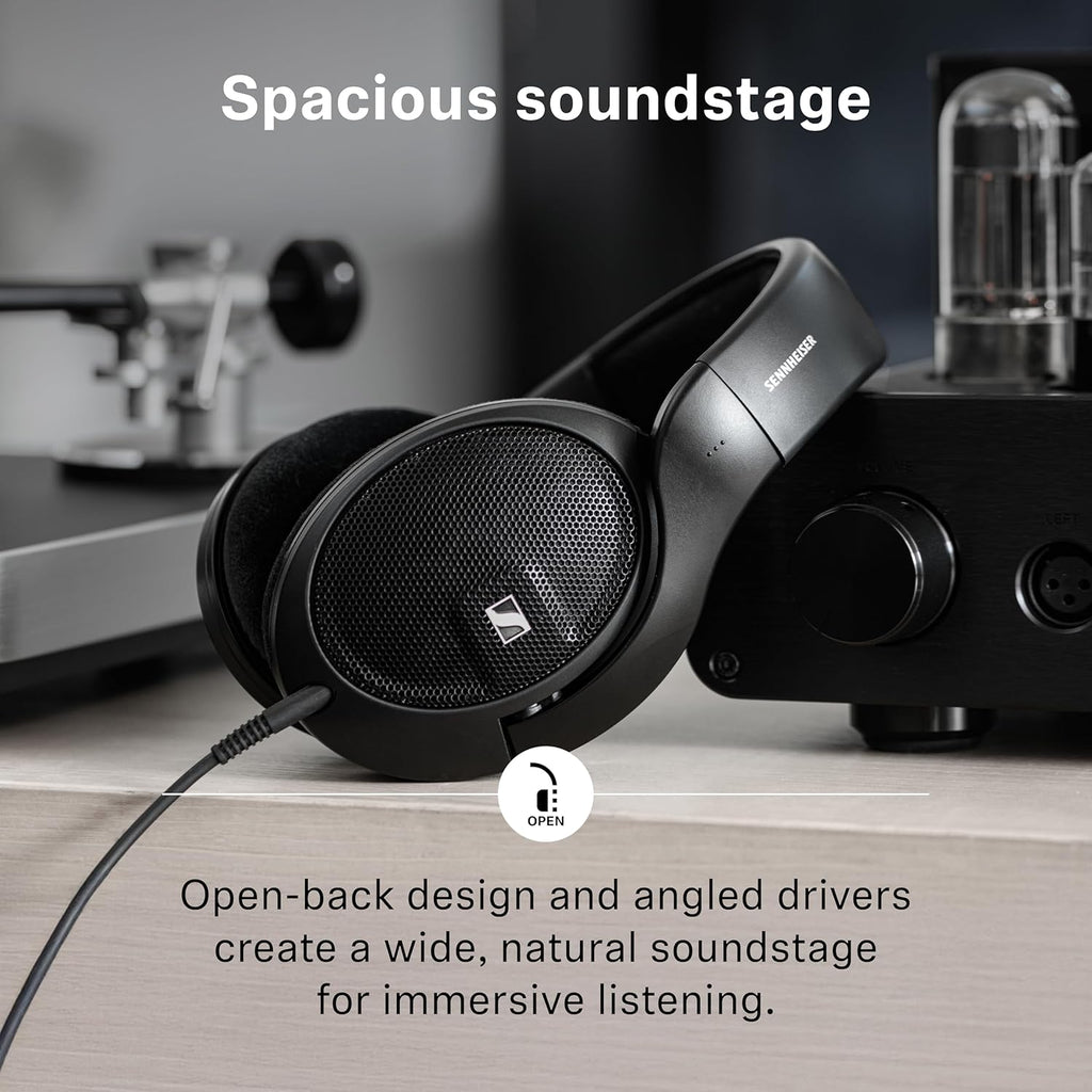 Sennheiser HD 560S Open-Back Over-Ear Wired Headphones – Neutral, Natural Sound for Music, Gaming, and Content Creation, Black