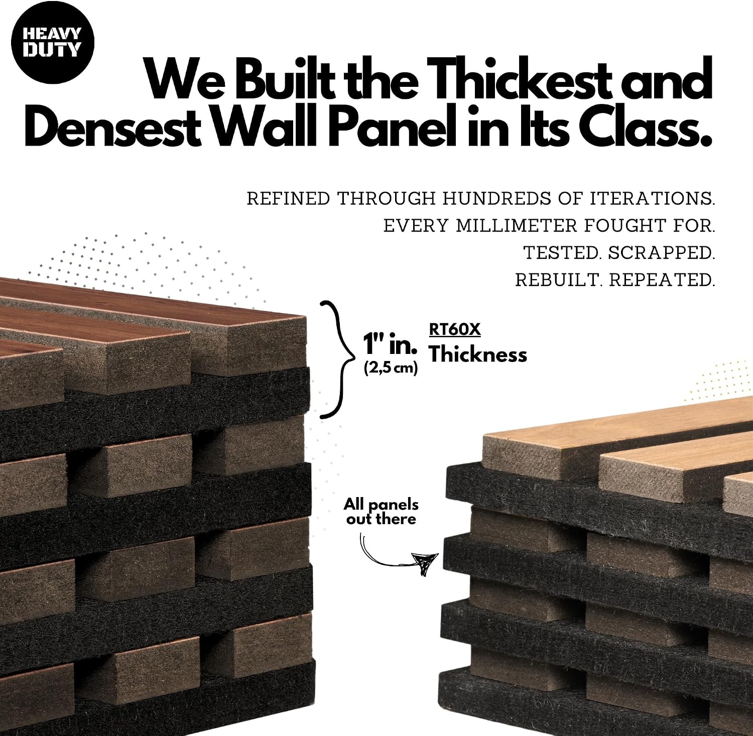 RT60X Peel & Stick Acoustic Wood Wall Panels, 4 Pack 24'x24'x1 - Self-Adhesive Sound Absorbing Slat Tiles for Studio, Home Office & Apartments, Renter-Friendly Easy Installation