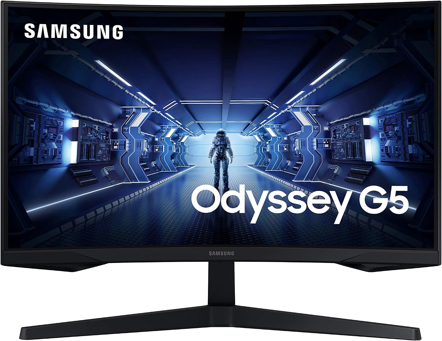 Samsung Odyssey G5 Series 27-Inch WQHD (2560x1440) Gaming Monitor, 144Hz, Curved, 1ms, HDMI, Display Port, FreeSync Premium (LC27G55TQWNXZA)