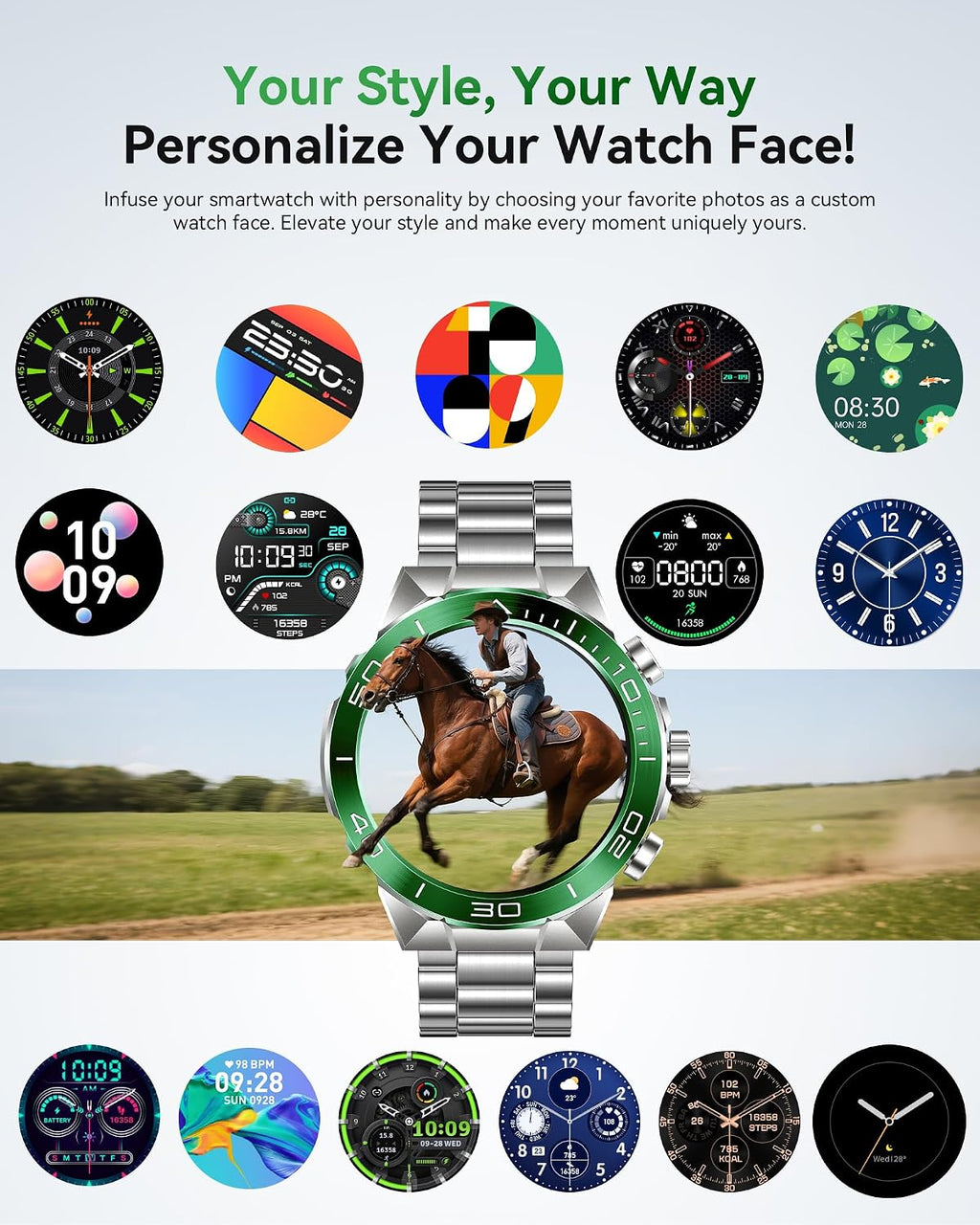 SOUYIE Military Rugged Smart Watch for Men, AMOLED 1.43' HD Screen, Bluetooth Call Answer/Make, Blood Oxygen/Heart Rate/Sleep Tracker, 7-30 Day Battery, Waterproof Fitness Tracker for iOS Android