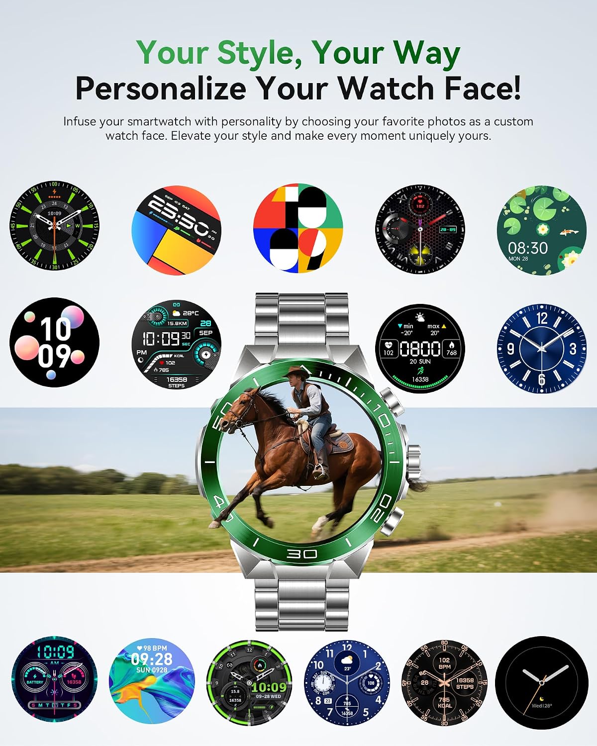 SOUYIE Military Rugged Smart Watch for Men, AMOLED 1.43' HD Screen, Bluetooth Call Answer/Make, Blood Oxygen/Heart Rate/Sleep Tracker, 7-30 Day Battery, Waterproof Fitness Tracker for iOS Android