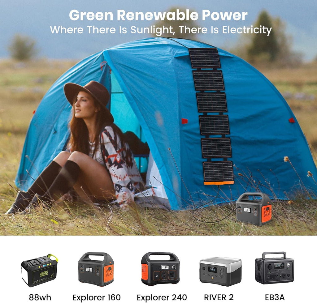 FlexSolar 2PCS 60W Portable Solar Panels Chargers with PD3.0 USB-C,QC3.0 USB-A and DC Outputs Foldable IP67 Waterproof Power Emergency Camping for Small Power Station Generator,Phones, Power Banks