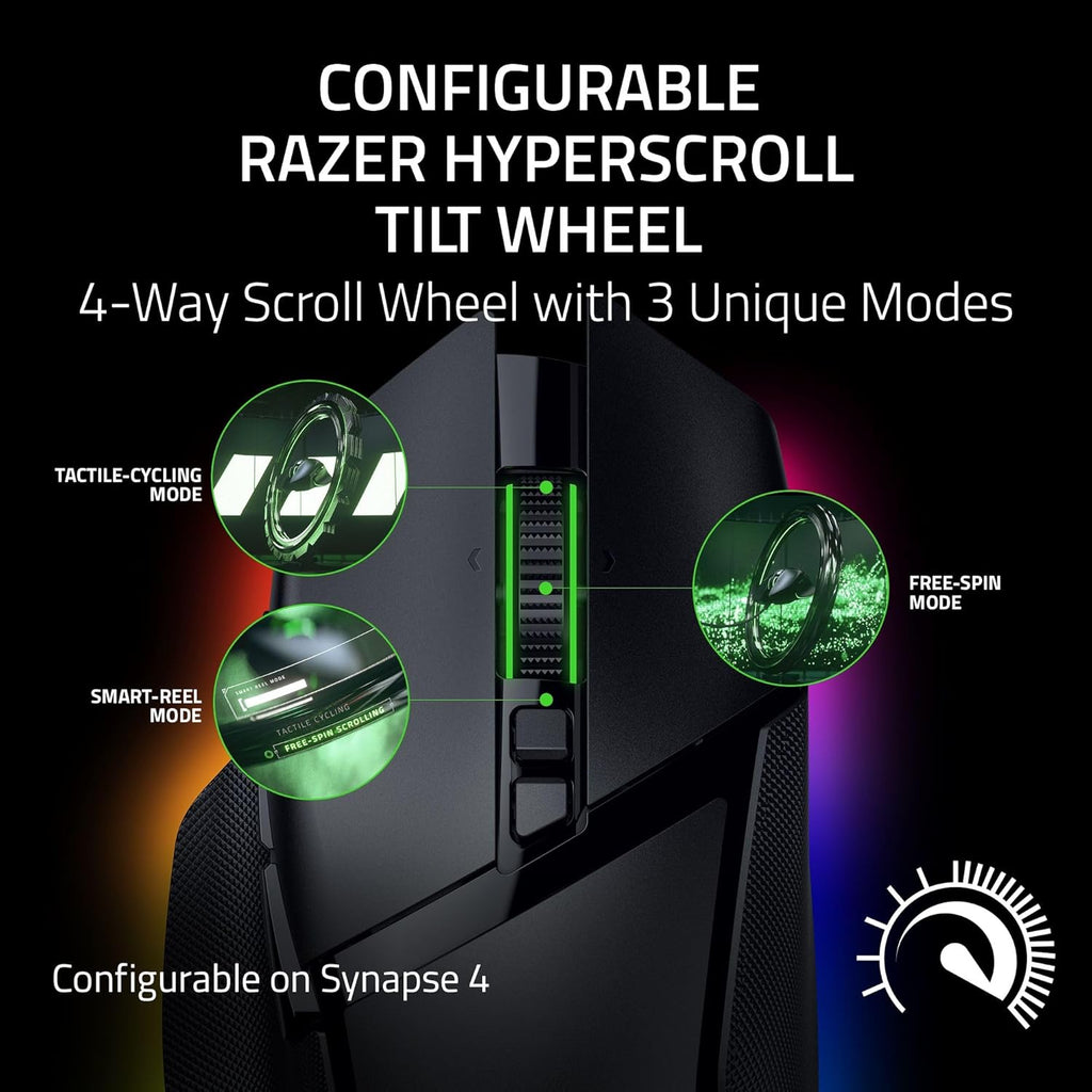 Razer Basilisk V3 Pro 35K - Fully Customizable Wireless Ergonomic Gaming Mouse with Chroma RGB - 35K Optical Sensor (Configurable Tilt Wheel, 13 Customizable Controls) Black