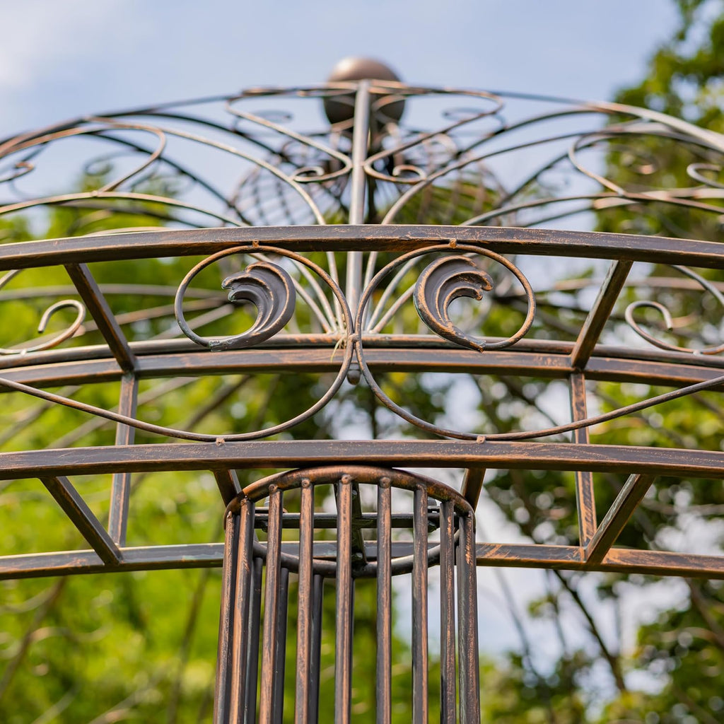 13.8ft. Tall Ornate Round Iron Garden Gazebo Medillín 1972' (Antique Bronze)